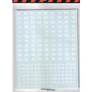 Einfarbige Nummern - weiß - Decals