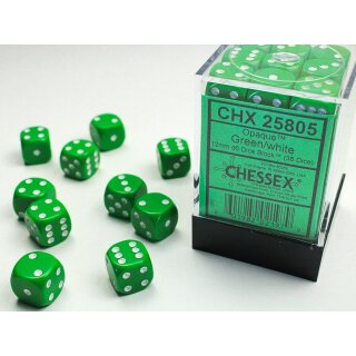 Chessex: Opaque - D6 Set (36) - Green/White