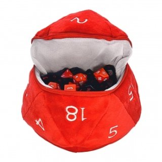 UP: D20 Plush Dice Bag for Dungeons & Dragons - Red and White 