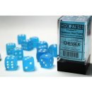 Chessex: Transparent Matt - D6 Set (12) - Frosted Caribbean Blue/White