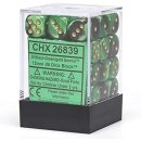 Chessex: Gemini - D6 Set (36) - Black Green/Gold