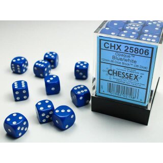 Chessex: Opaque - D6 Set (36) - Blue/White