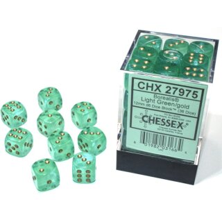 Chessex: Luminary - D6 Set (36) - Borealis Light Green/Gold