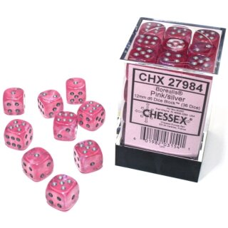 Chessex: Luminary - D6 Set (36) - Borealis Pink/Silver
