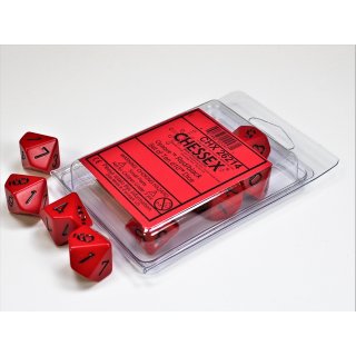 Chessex: Opaque Polyhedral - D10 Set (10) - Red/Black
