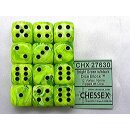 Chessex: Vortex - D6 Set (12) - Bright Green/Black