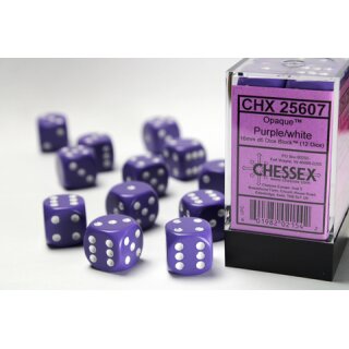 Chessex: Opaque - D6 Set (12) - Purple/White
