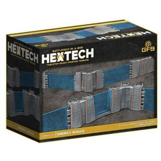 HexTech - Battlefield in a Box Terrain: Trinity City Energy Walls (x26) - Grey/Blue
