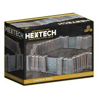 HexTech - Battlefield in a Box Terrain: Trinity City Fortress Walls (x24) - Grey