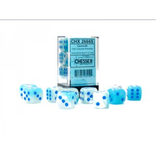 Chessex: Luminary - D6 Set (12) - Gemini Pearl Turquoise-White/Blue