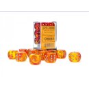 Chessex: Translucent - D6 Set (12) - Gemini Red Yellow/Gold
