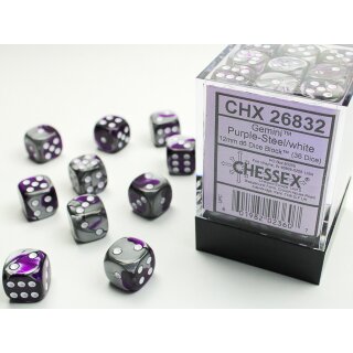 Chessex: Gemini - D6 Set (36) - Purple Steel/White
