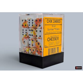 Chessex: Brush - D6 Set (36) - Sunrise/Black