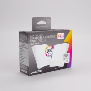 Gamegenic: MATTE Standard Card Game Size Value Pack - Clear (200 Sleeves)